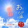 青空と太陽の光を背景に「お盆 心より感謝申し上げます」「再び、過去最高の賑わい！」と書かれた、ワンぽてぃとの感謝メッセージ画像。